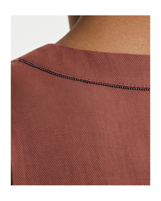 Brunello Cucinelli Purple V-Neck Monili-Detail Midi Dress
