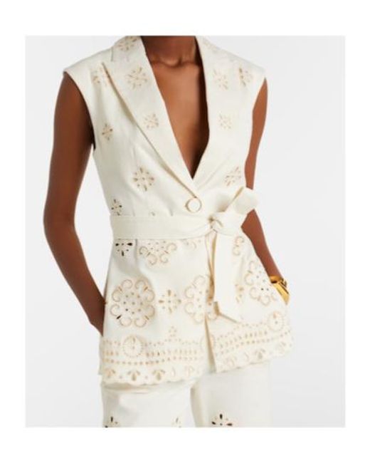 Veronica Beard White Townes Eyelet Cotton Twill Vest