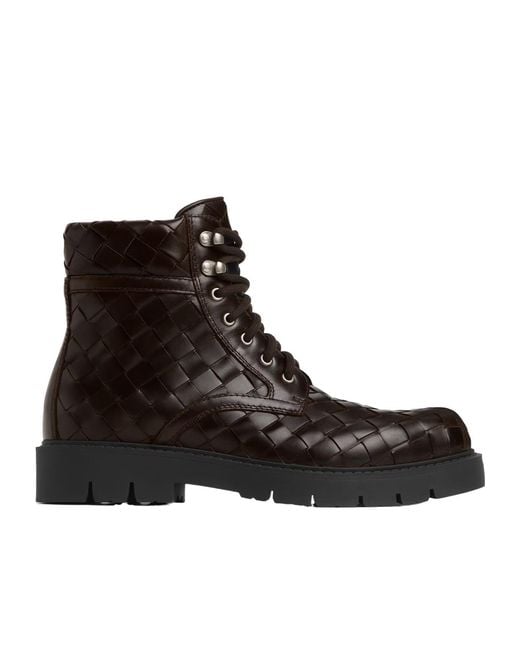 Bottega Veneta Brown Haddock Lace-Up Ankle Boot for men