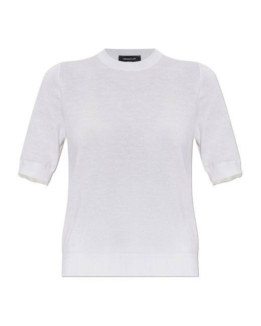 Fabiana Filippi White Crew-Neck Knit Top