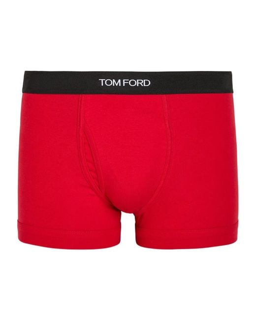 Tom Ford Red Logo Stretch-Cotton Boxer Briefs for men