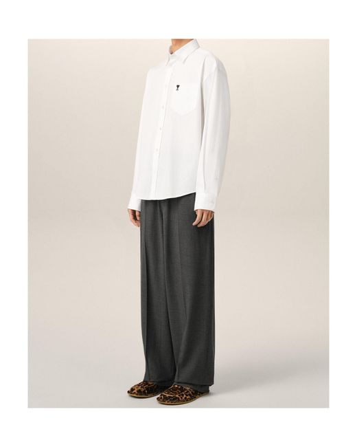 AMI White Boxy Cotton Shirt With Ami De Coeur for men