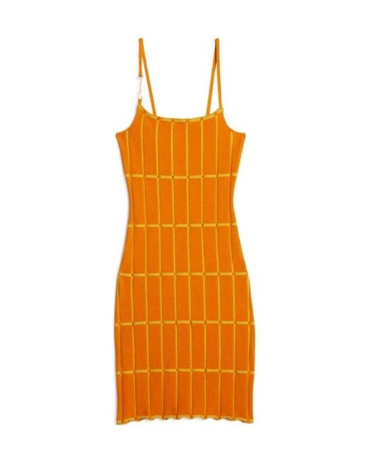 Jacquemus Orange La Robe Maille Malha Checked Mini Dress