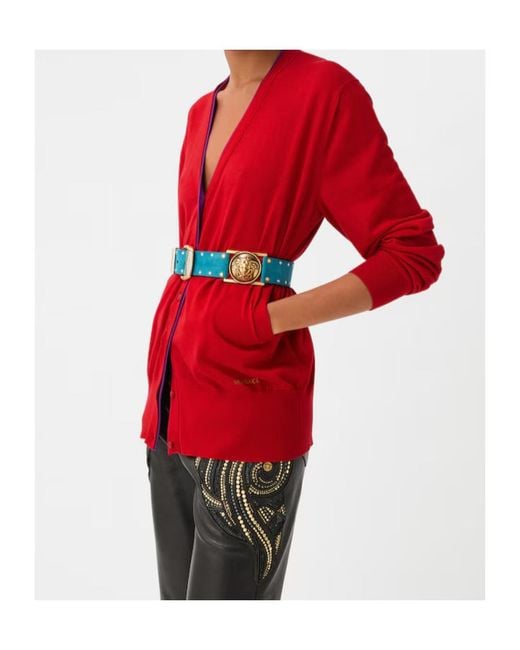 Versace Embroidered Wool Knit Cardigan