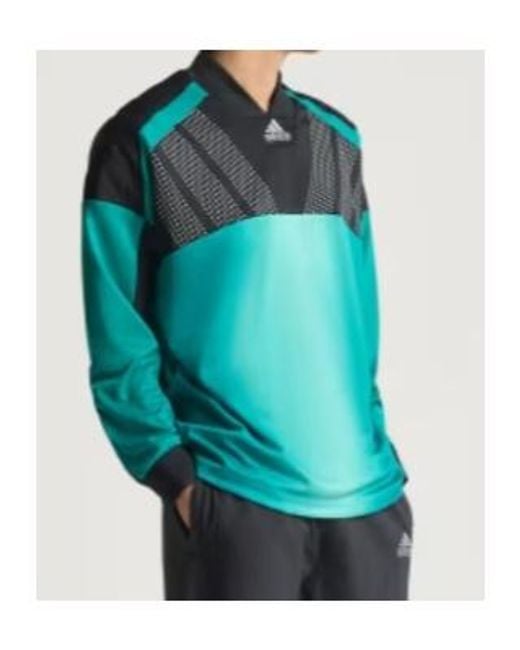 Adidas Originals Blue V-Neck Long Sleeved T-Shirt for men