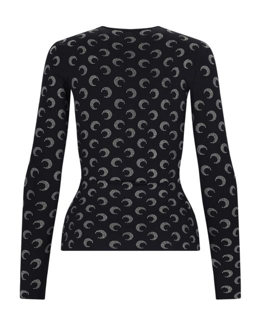 MARINE SERRE Black Moon Printed Crewneck T-Shirt