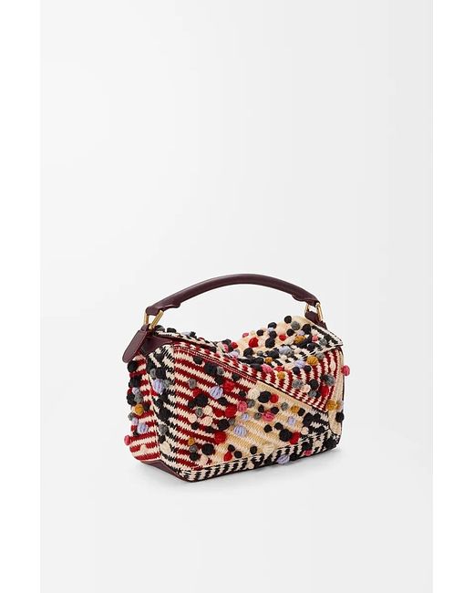 Loewe Pink Small Embroidered Fabric Puzzle Bag