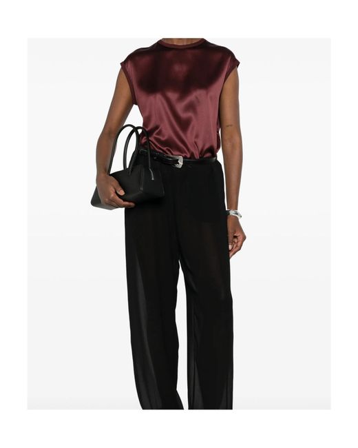 Brunello Cucinelli Red Satin Cap-Sleeve Top
