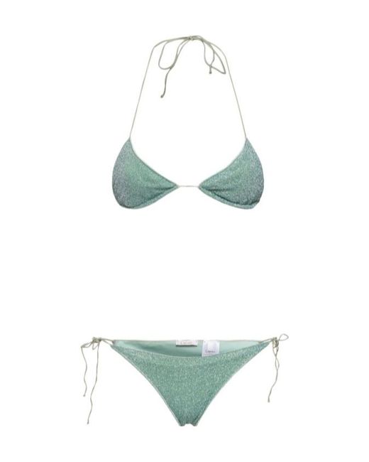 Oseree Green Lumiere Lurex Triangle Bikini