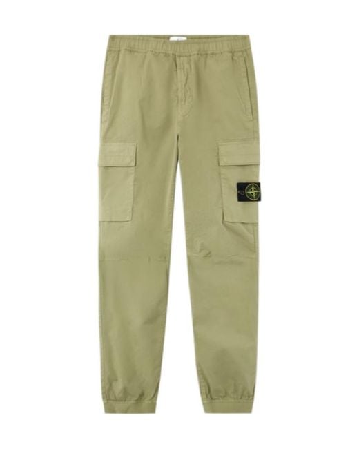 Stone Island Green Logo-Patch Cargo Pants for men