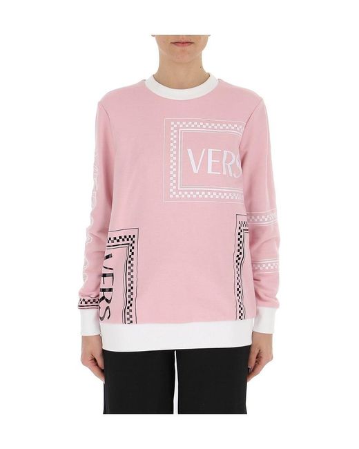 Versace Pink Logo Printed Sweater