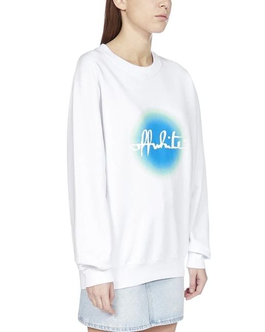 Off-White c/o Virgil Abloh Blue Round Collar Long Sleeve Sweater