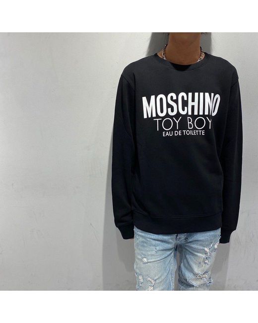 Moschino Black Logo-Print Drawstring Hoodie for men