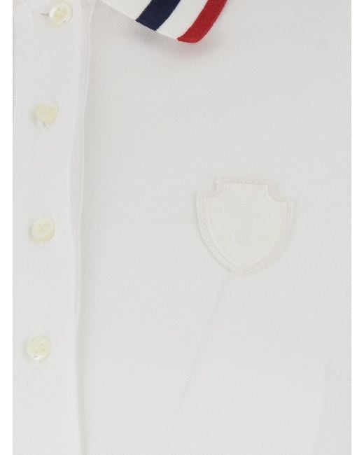 Brunello Cucinelli White Logo Detailed Short-Sleeved Dress
