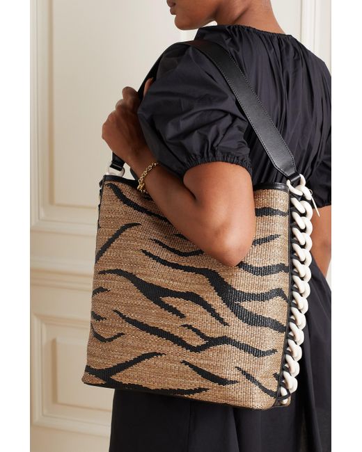 Stella McCartney Brown Tiger Stripe Printed Top Handle Bag