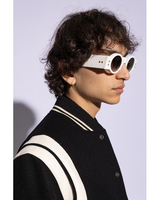 Balmain White Eyewear Round Frame Sunglasses for men