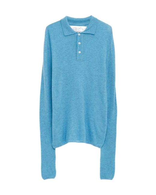 ERL Blue Buttoned Polo Shirt for men