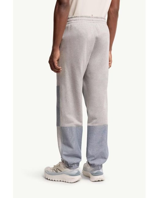 Moncler Gray Cotton Chambray Track Pants for men