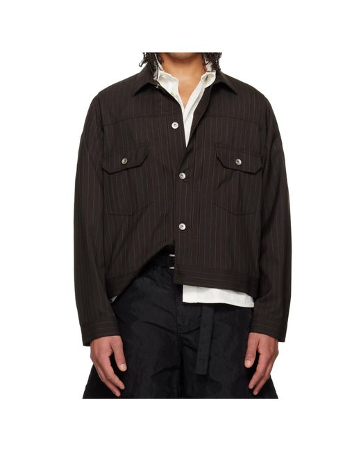 Sacai Black Striped Casual Jacket for men