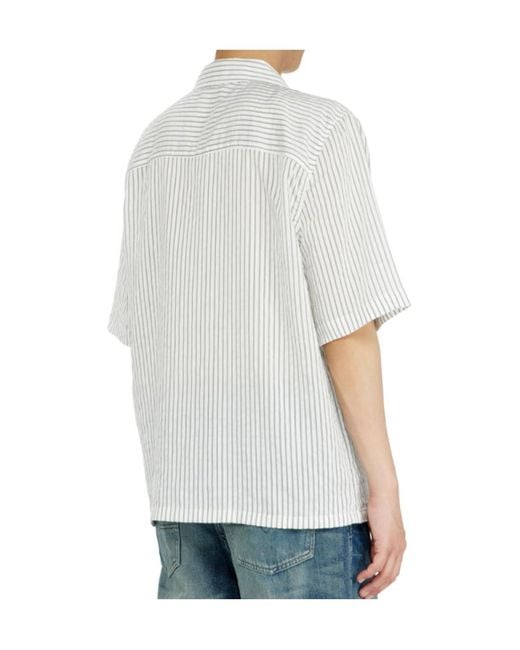 DIESEL White S-Mac Striped Short-Sleeve Shirt for men