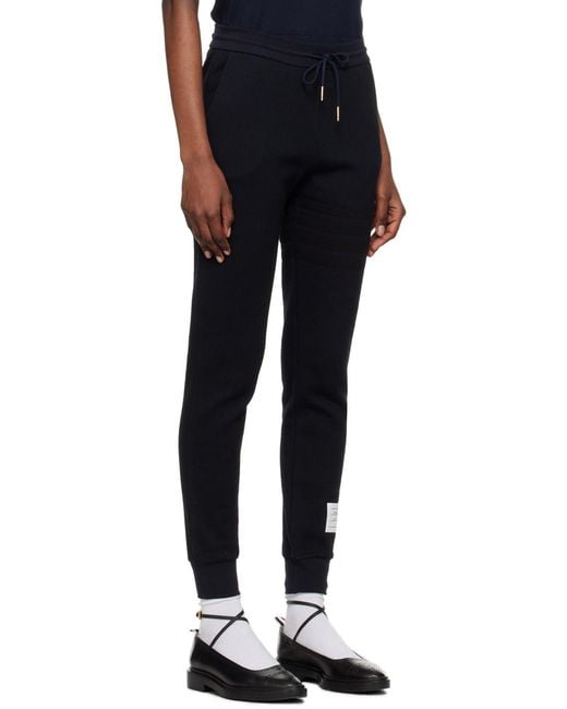 Thom Browne Black Seersucker Drawstring Track Pants