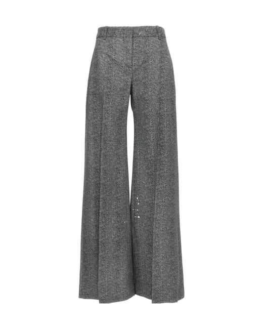 Ermanno Scervino Gray Herringbone Patterned Viscose Trousers