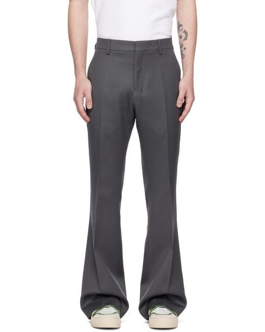 AMI Gray Belt-Loop Casual Pants for men
