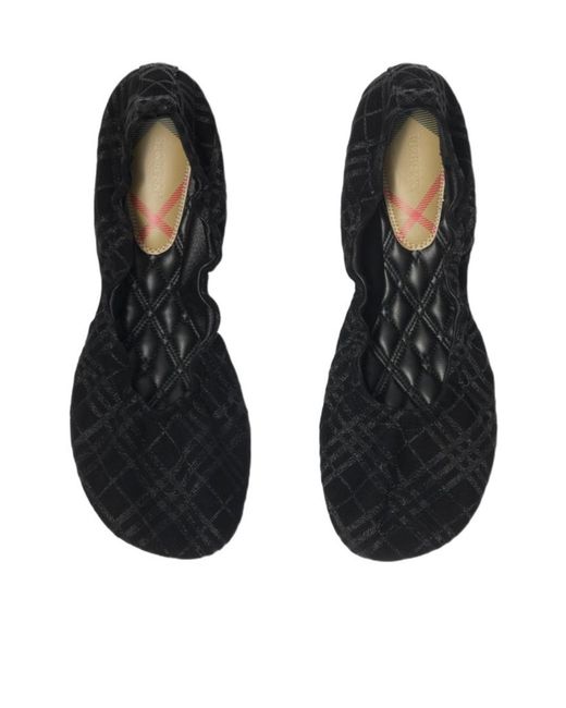 Burberry Black Suede Ballerina Shoes