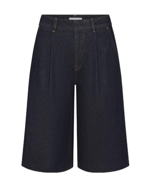 FRAME Blue Pleat Detailed Tailored Shorts