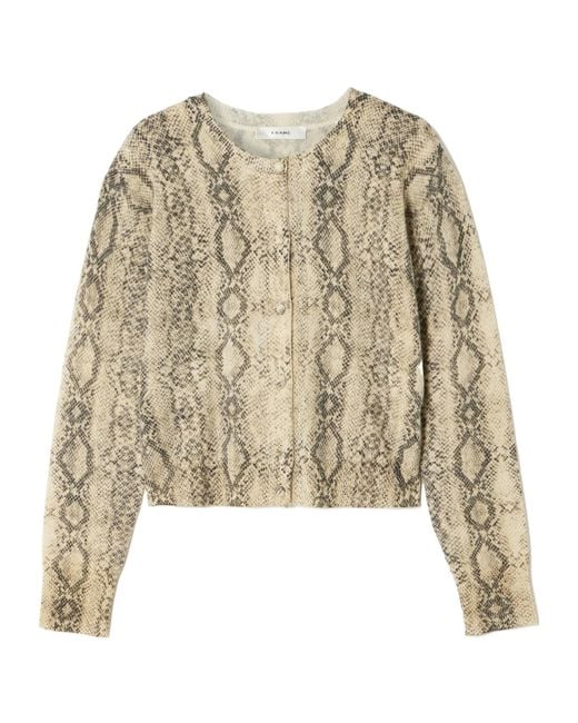 FRAME Natural Snake Print Cashmere Cardigan