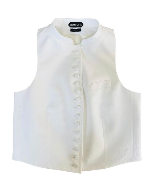 Tom Ford White Sleeveless Buttoned Waistcoat