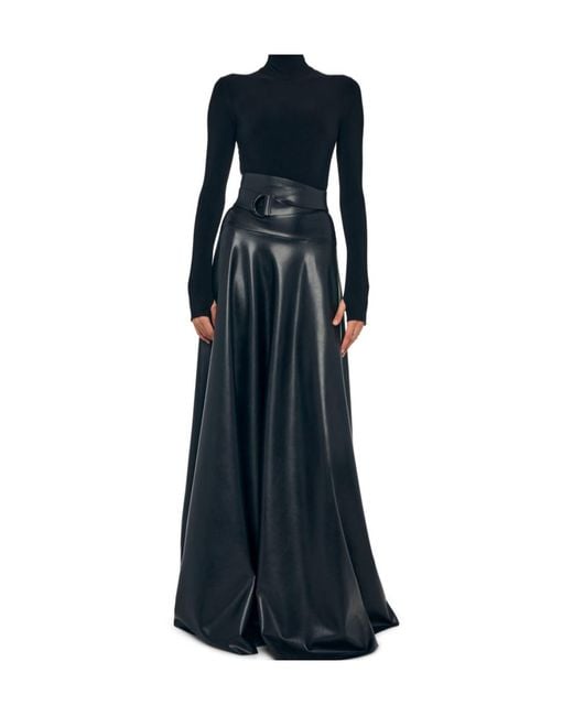 Norma Kamali Black Flared Maxi Skirt