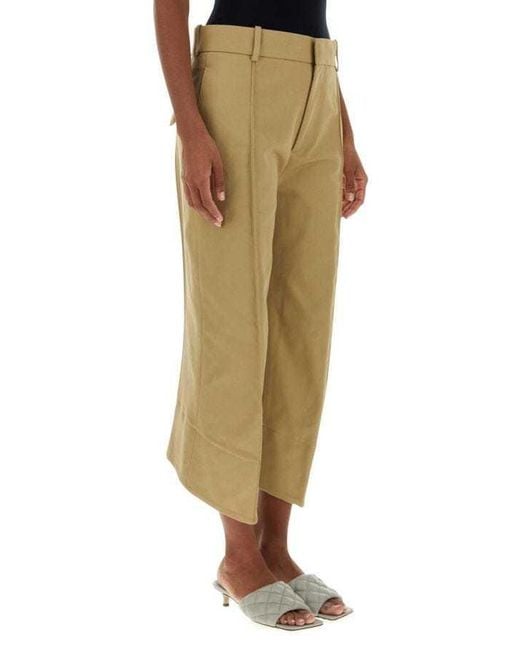 Bottega Veneta Natural Cropped Straight Leg Trousers