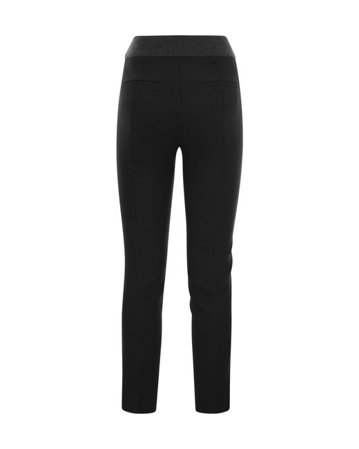 Peserico Black Cropped Slim-Fit Trousers