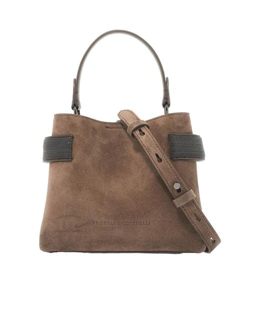Brunello Cucinelli Brown Embellished Handbag
