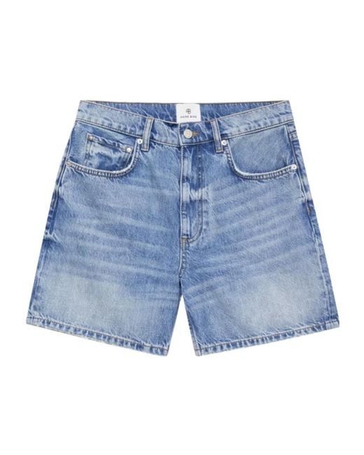 Anine Bing Blue Denim Shorts With Belt Loops