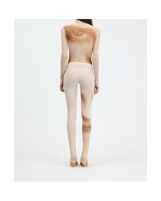 Jean Paul Gaultier White Mesh Face-Print Flared Pants