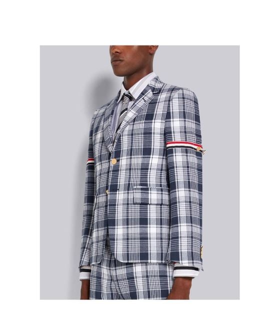 Thom Browne Blue Plaid Armband Suit Jacket for men