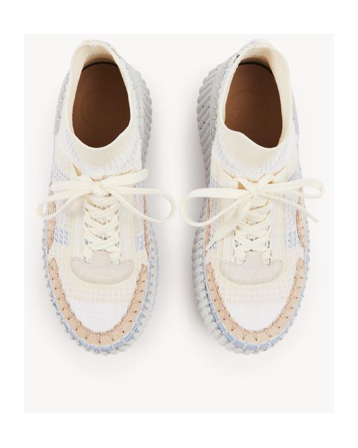 Chloé White Chloé Nama Wedge Sneakers