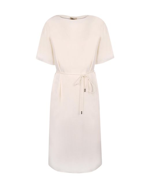 Herno Natural Tie-Waist Short-Sleeve Dress