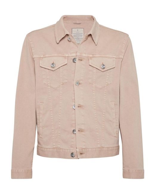 Brunello Cucinelli Natural Classic-Collar Denim Jacket for men
