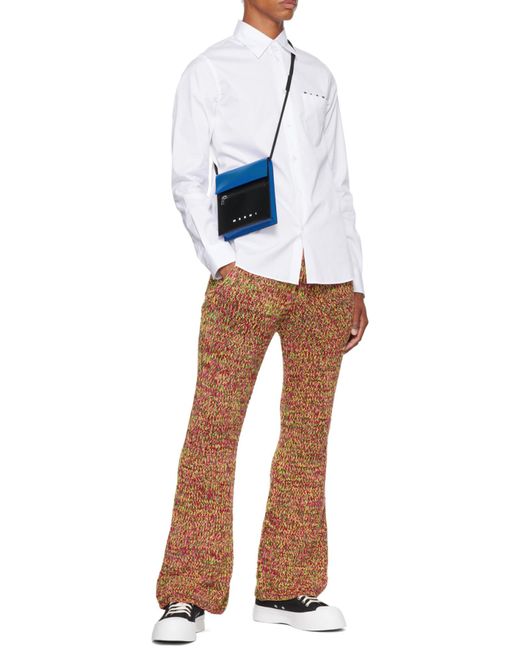 Marni White Logo Print Buttoned Long Sleeved Shirt for men