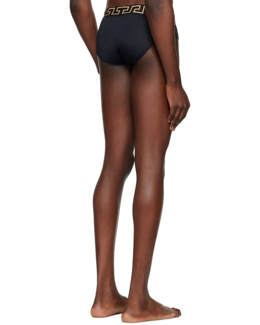 Versace Black Greca Border Stretched Swim Shorts for men