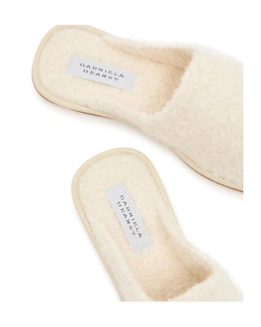 Gabriela Hearst White Bristol Cashmere Bouclé Slipper Flats