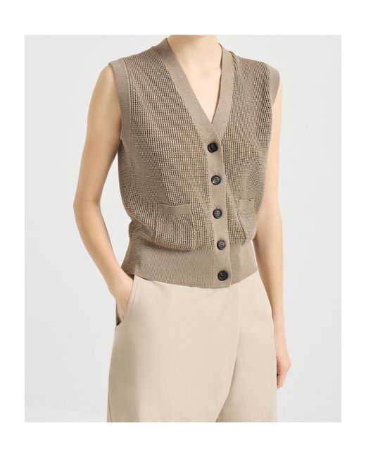Brunello Cucinelli Gray V-Neck Buttoned Vest