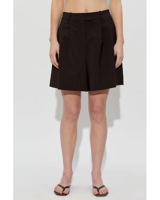 Lacoste Black Pleated-Design Tailored Shorts