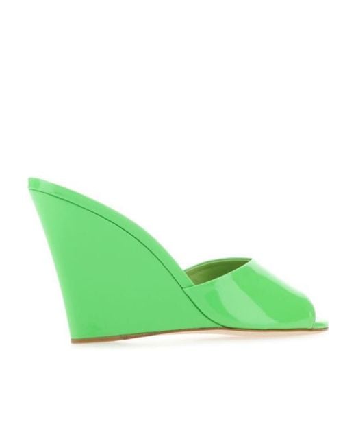 Paris Texas Green Leather Wanda Mules