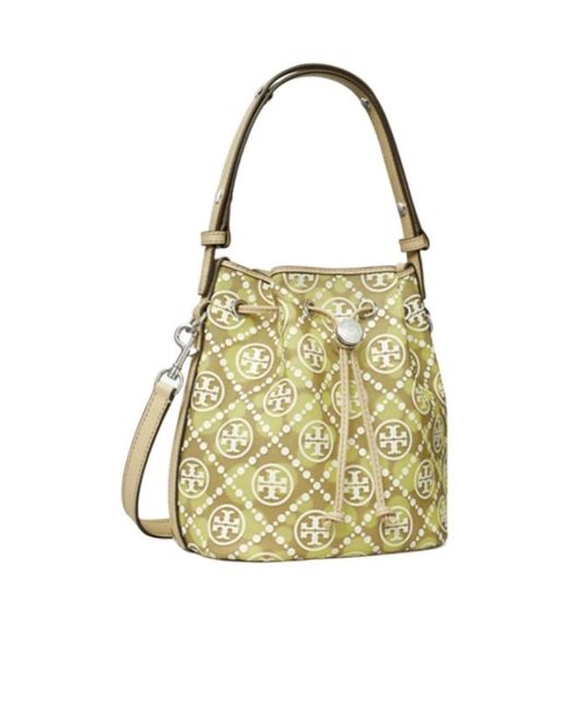 Tory Burch Metallic T Monogram Mesh Dot Bucket Bag