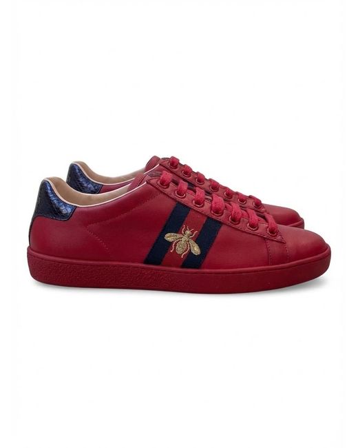 Gucci Red Lace-Up Low-Cut Skate Shoes