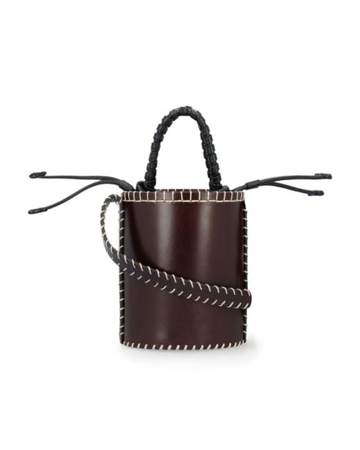 Chloé Brown Chloé Contrast-Stitch Bucket Bag